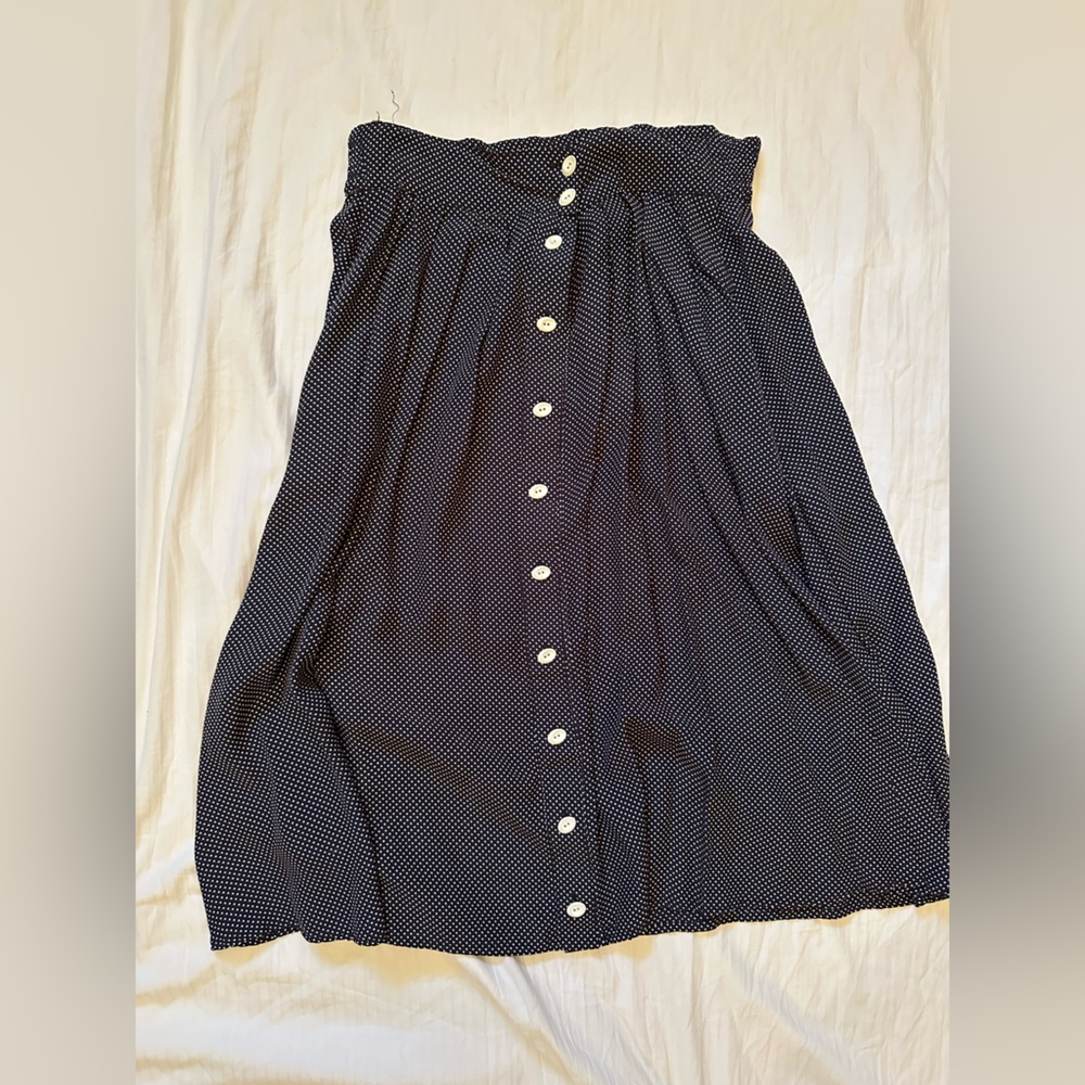Blue with White Polka Dot Skirt with Pockets